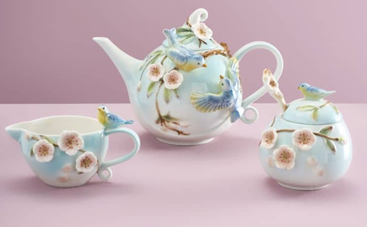 3-Piece BIRDS SET for Tea, Milk, and Sugar